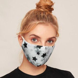 Star Print Face Mask With Filter Adjustable Cotton